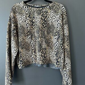 Zara Women’s Long Sleeve Cheetah Print Crop Top Size Large